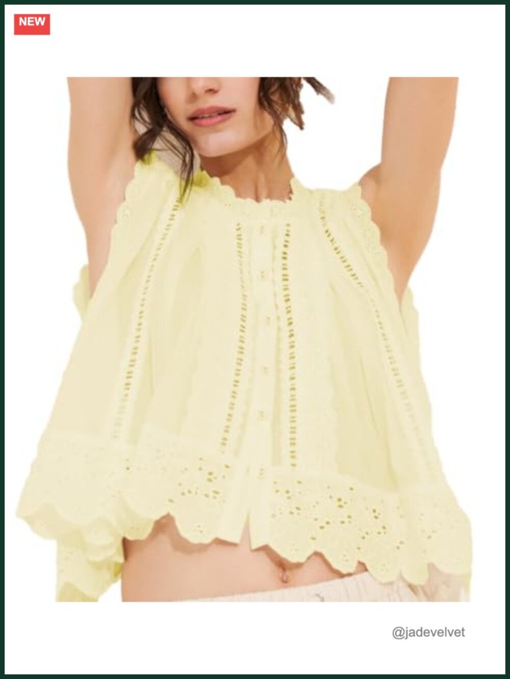 Boho Lace Trim Sleeveless Tank Top Button Down Front Flowy Crop Top